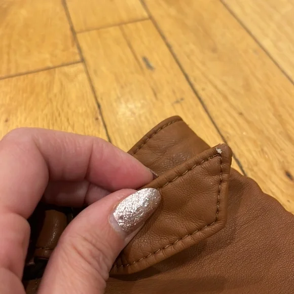 FREE PEOPLE Midnight Magic faux leather mini skirt in cognac. Size 10. - Picture 8 of 14